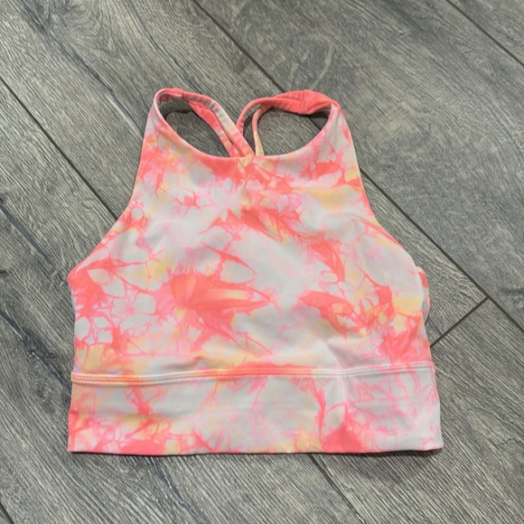 • Lululemon • Energy Bra High Neck Long Line Shibori Dual White Grapefruit 4 - Picture 3 of 4
